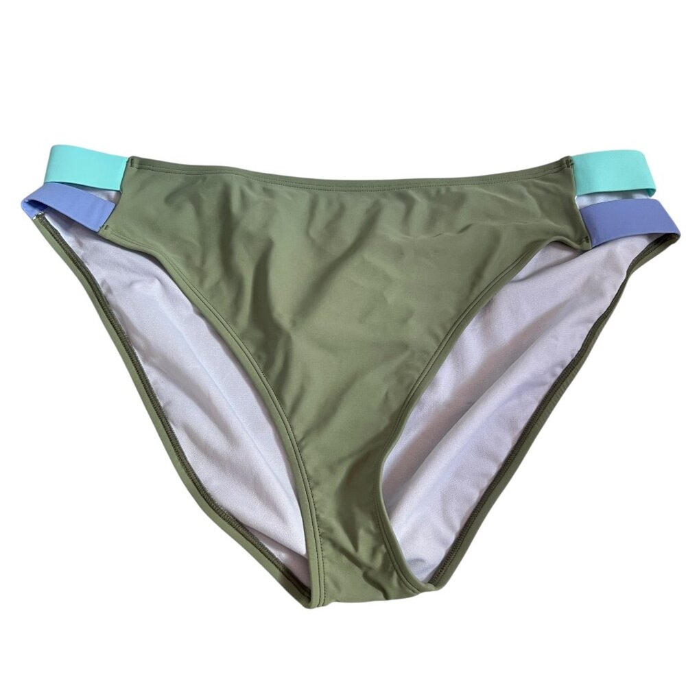Indigo Sky x Maurices bikini bottoms XXL olive green blue side cut outs swimsuit